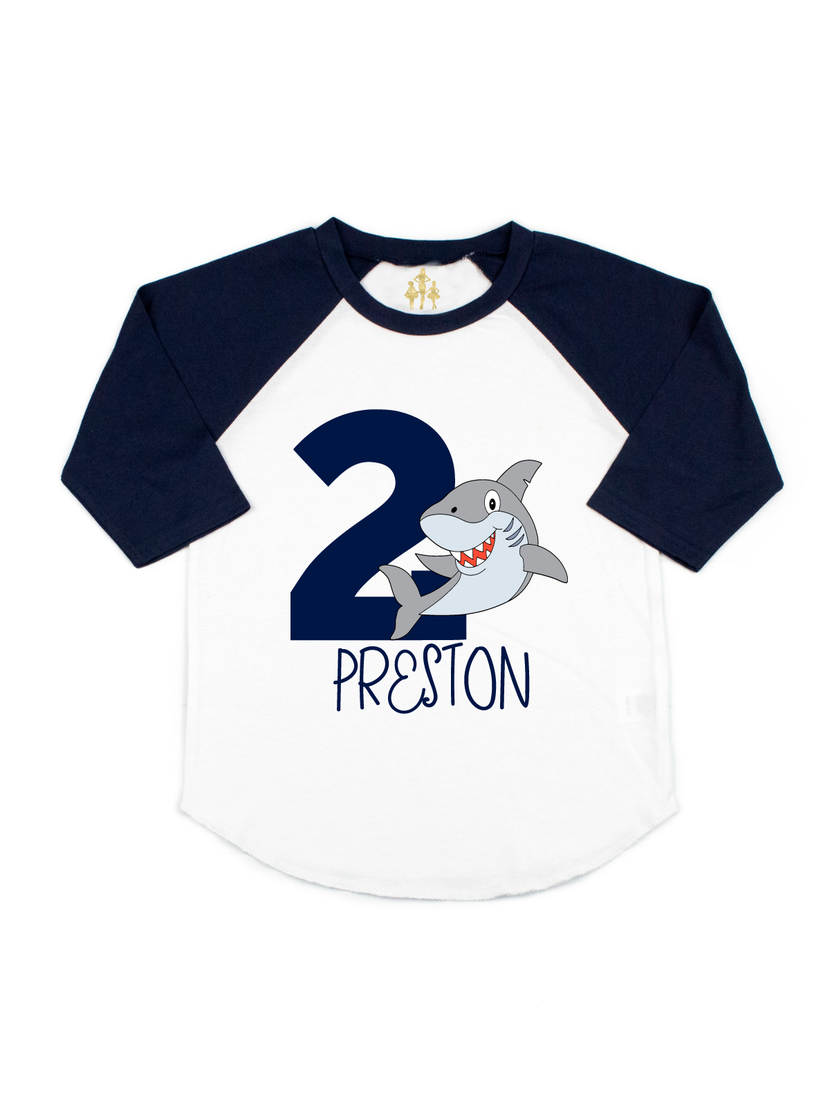 great white shark boys birthday raglan shirt