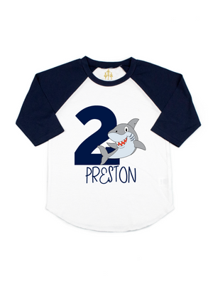 personalized boys shark birthday shirt