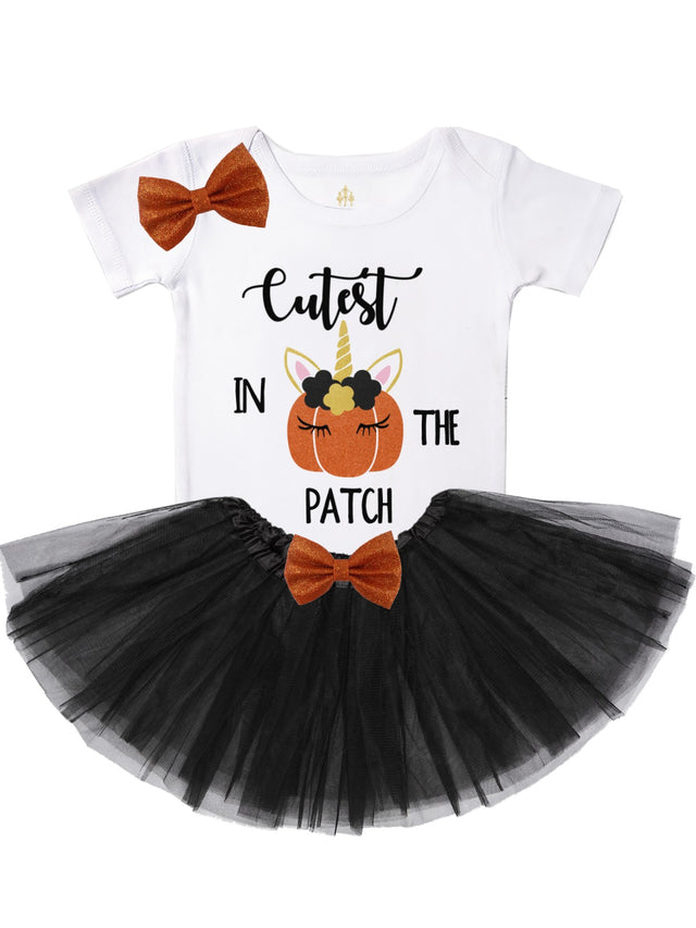 Short Sleeve Cutest Pumpkin in the Patch Halloween Tutu Outfit