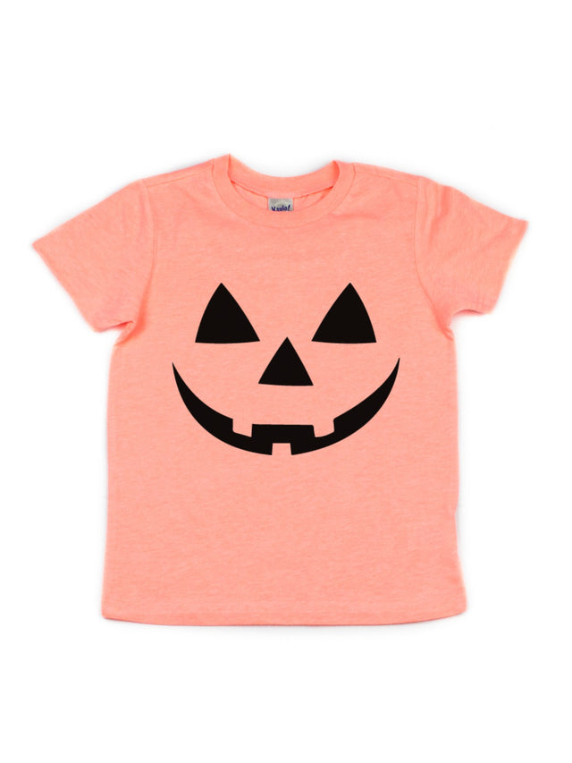 peach kids jack o lantern tee