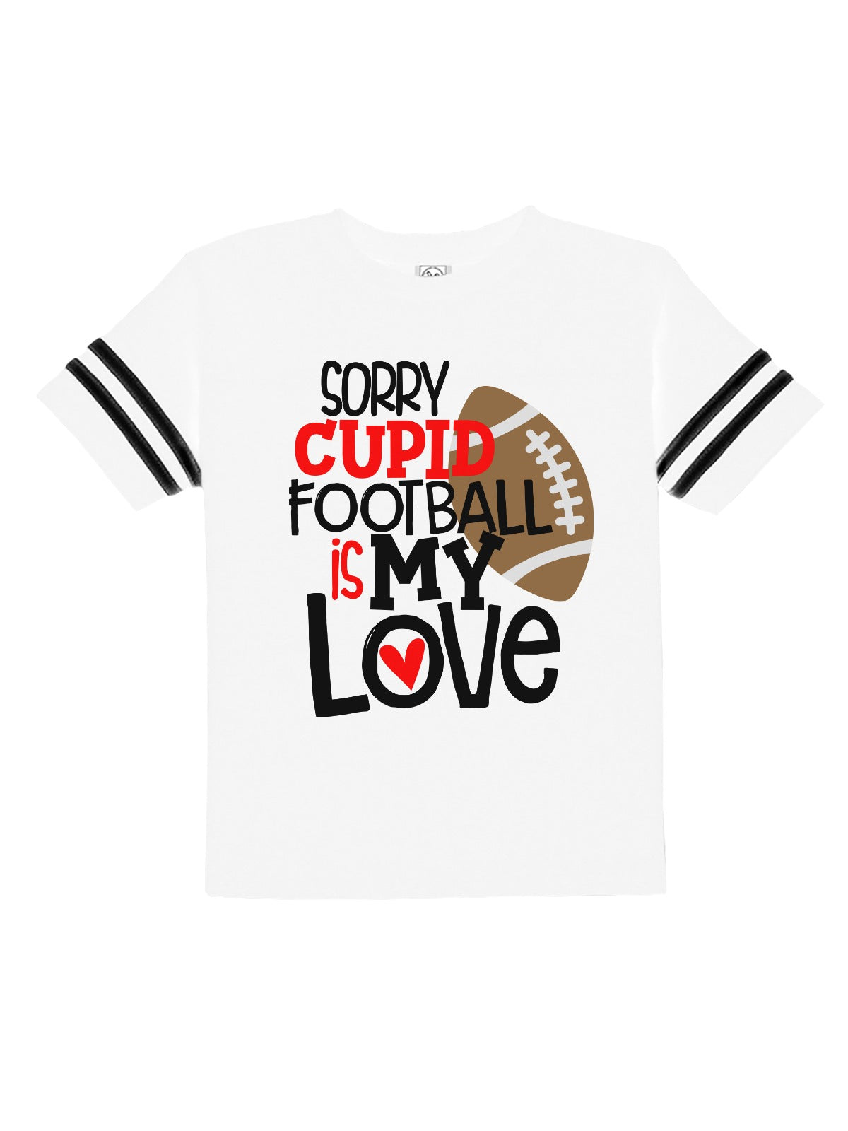 sorry cupid, football is my love baby bodysuit