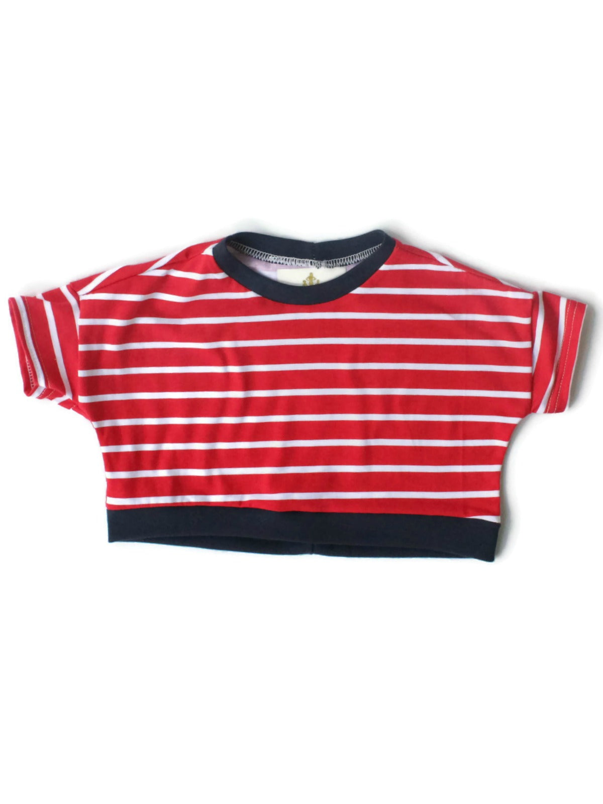 Stripe Red & Navy Crop Top