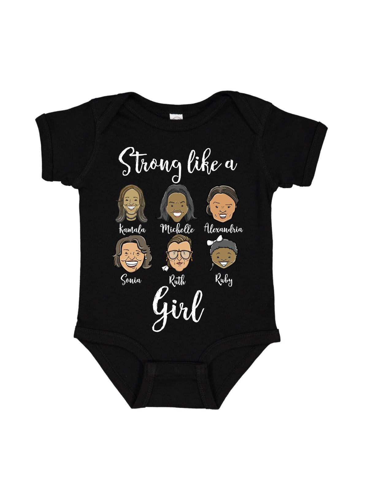 strong like a girl baby bodysuit