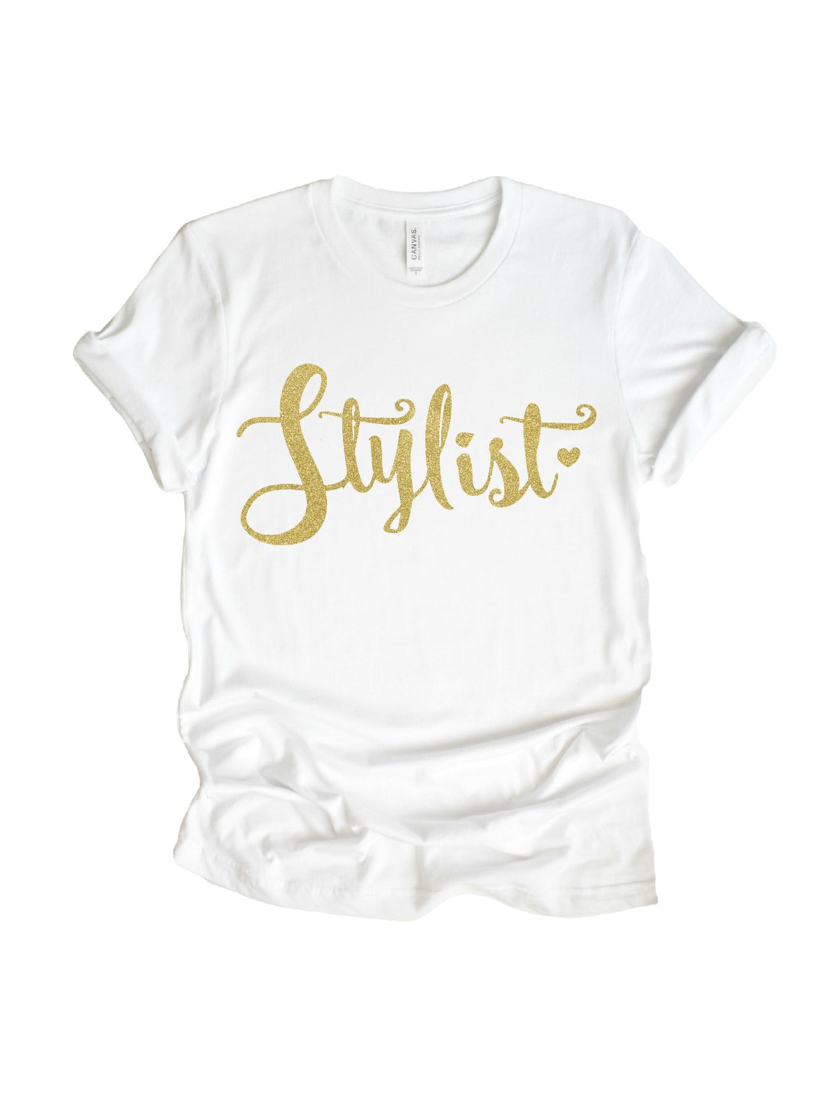 women's stylist t-shirt in glitter gold