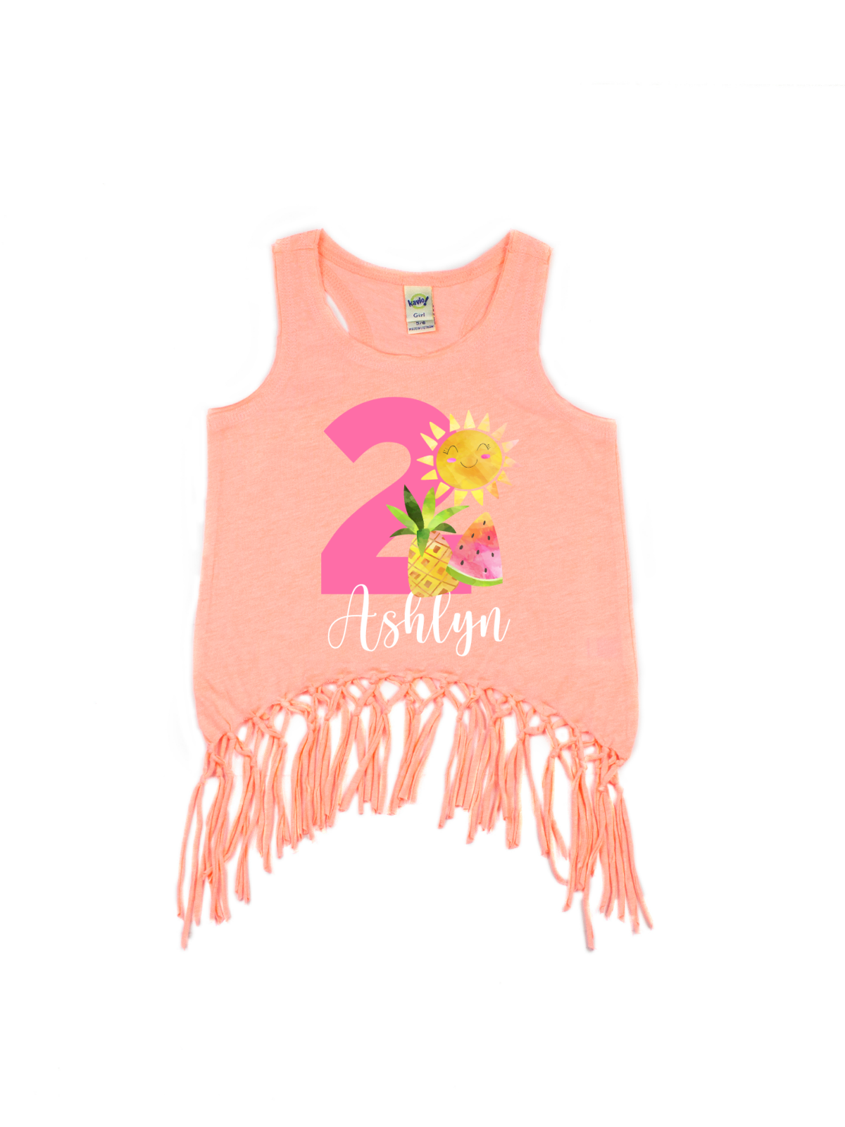 personalized summer fruits birthday tank top fringe