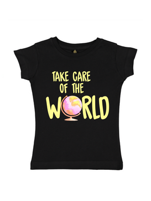 take care of the world girls globe shirt