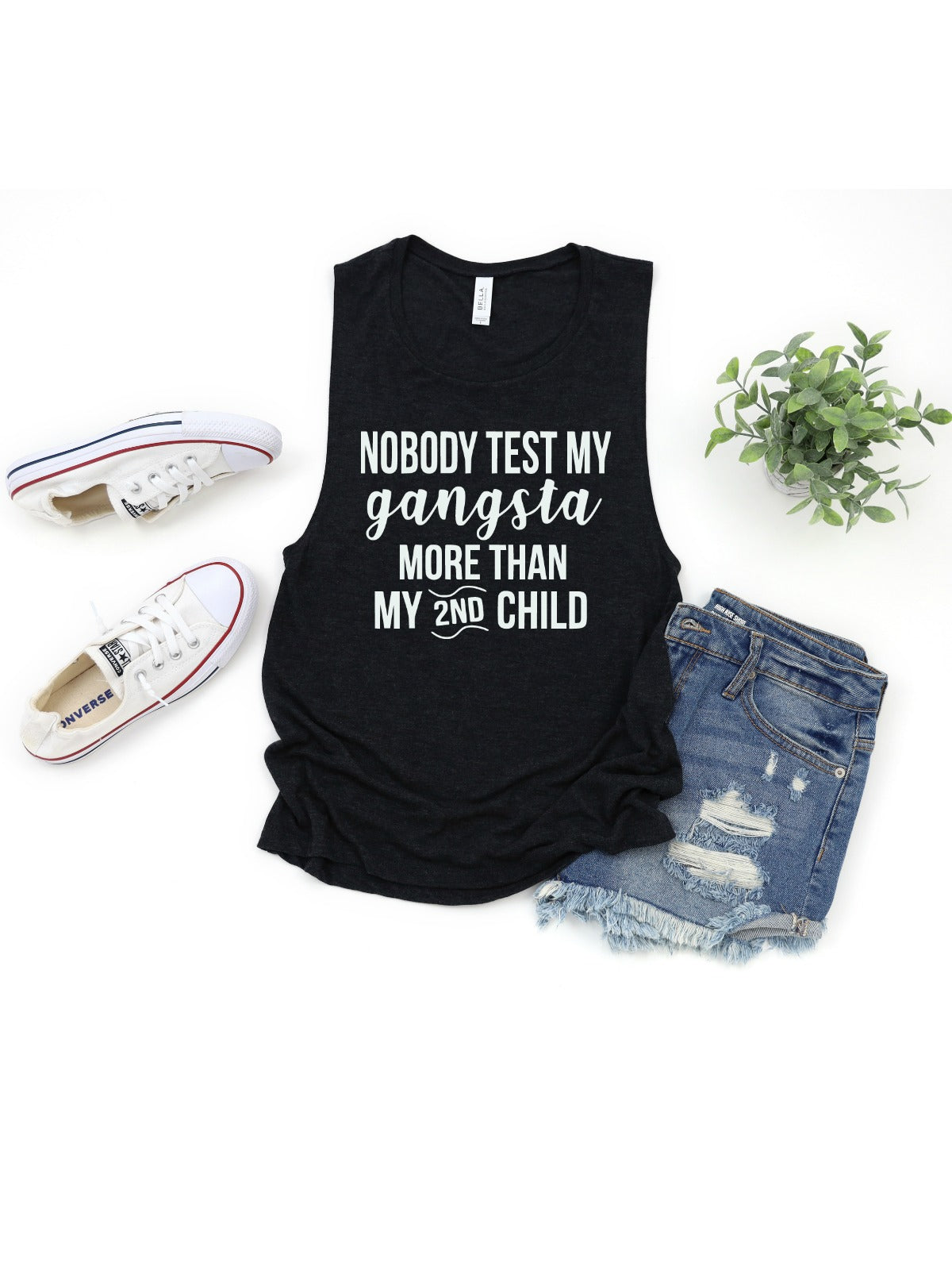 Nobody Test My Gangsta More Than My 2nd Child Women's Muscle Tank