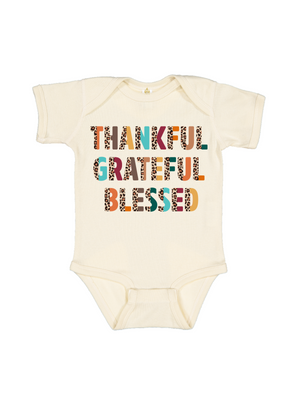 thankful, grateful, and blessed baby bodysuit for thanksgiving