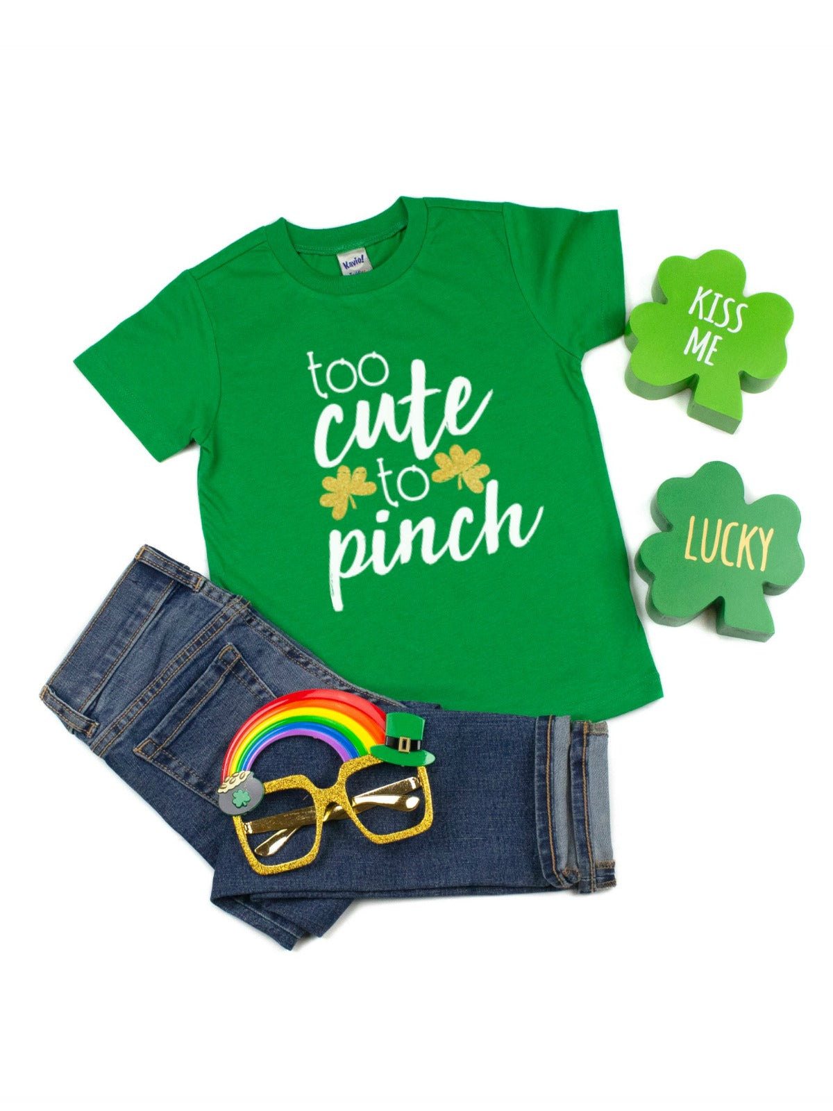 too cute to pinch st. patrick's day green t-shirt
