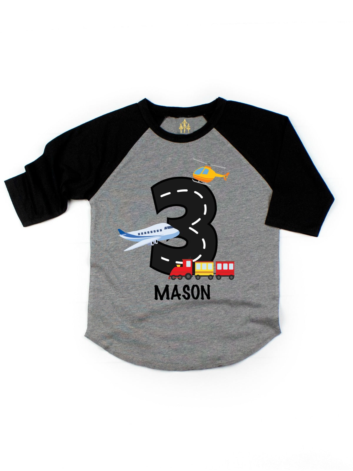kids transportation raglan personalized shirt