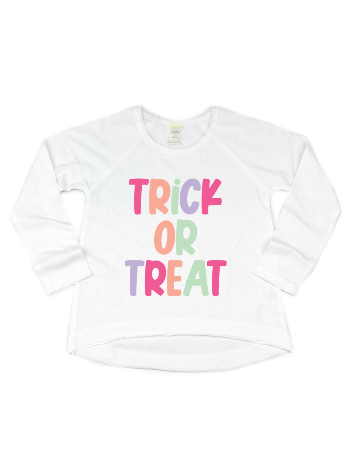 Trick or Treat kids Long sleeve Halloween shirts in white and black