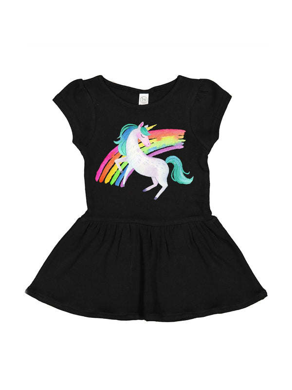 Rainbow Unicorn Dress in Black White