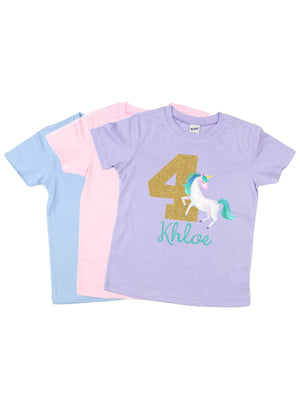 Girls Unicorn Birthday Shirt