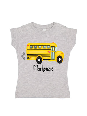 girls school bus shirt for first day of school