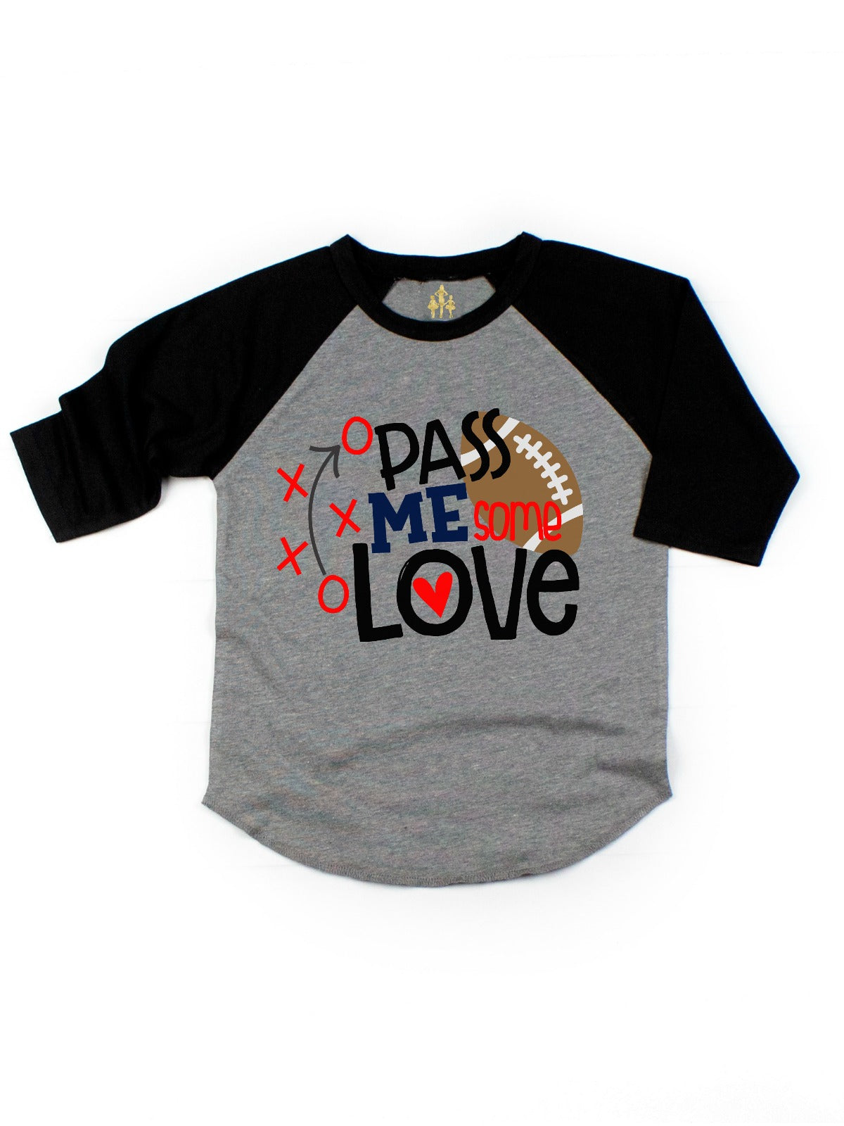 XOXO pass me some love boys gray and black raglan t-shirt