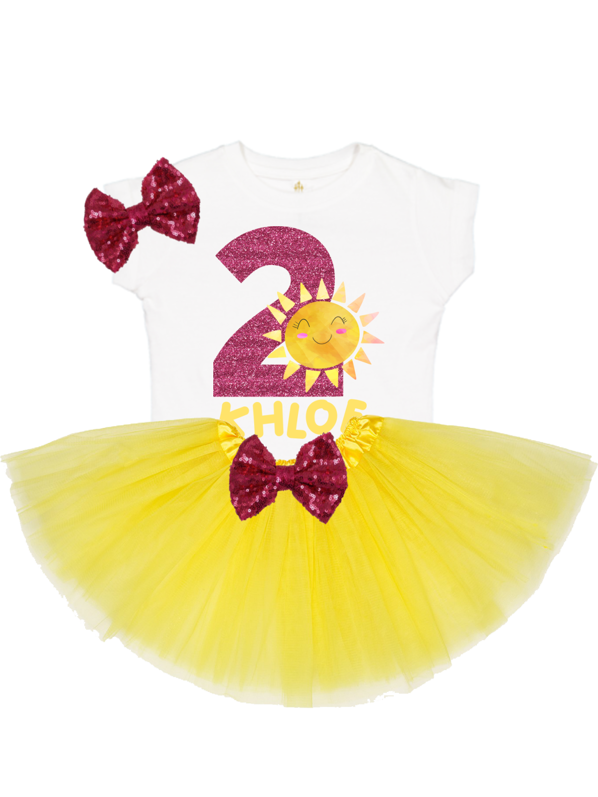 personalized yellow and pink sun shine tutu outfit